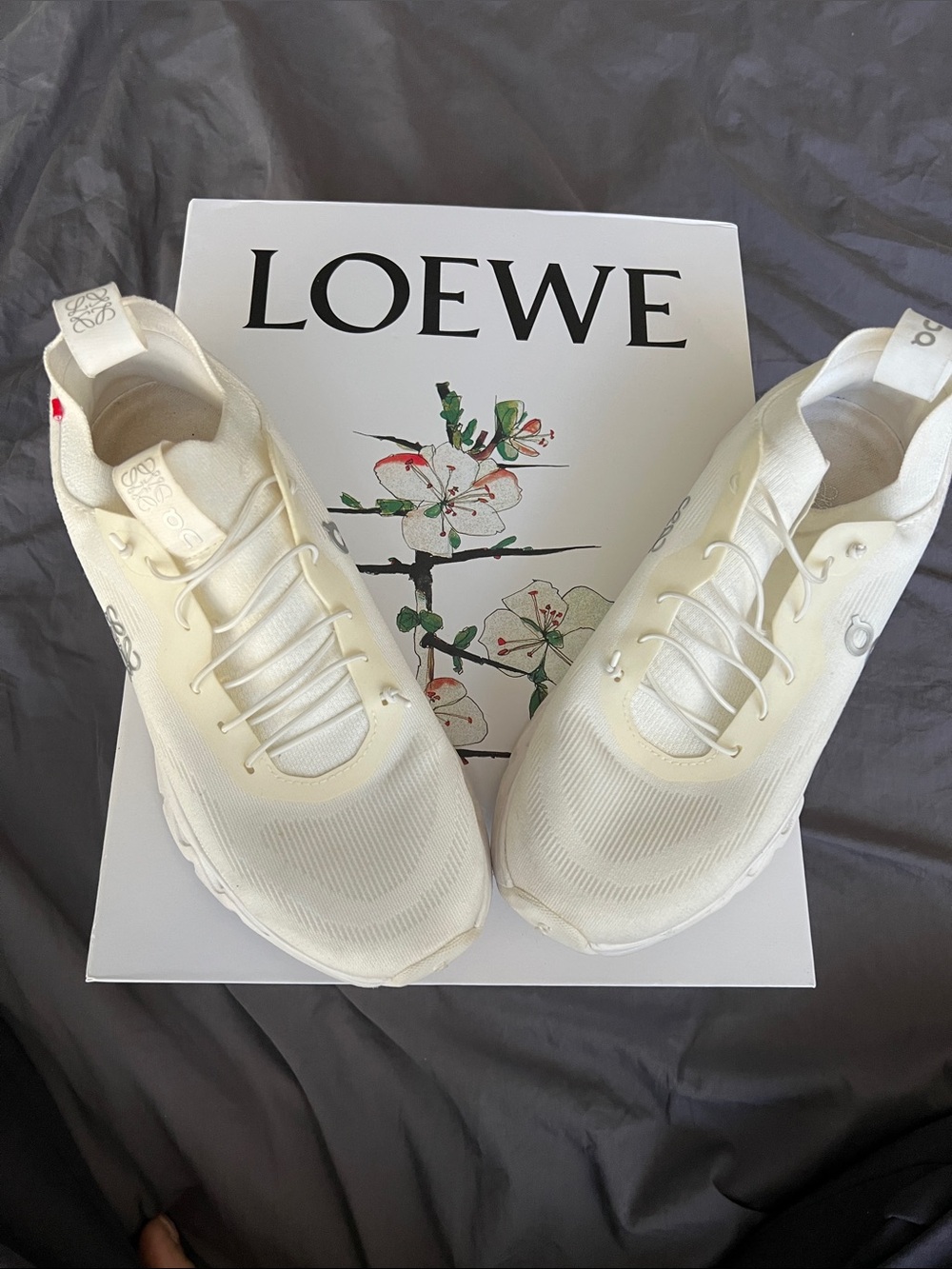 Loewe Women’s Cream Knit Slip-On Sneakers